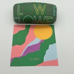 Flower Eyeglasses Sunglasses Green Yellow  Hardshell Case with Cleaning Cloth